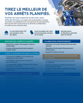 Téléchargez la liste de nos services pour les arrêts planifiés