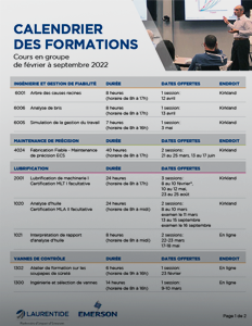 Calendrier des cours (PDF)